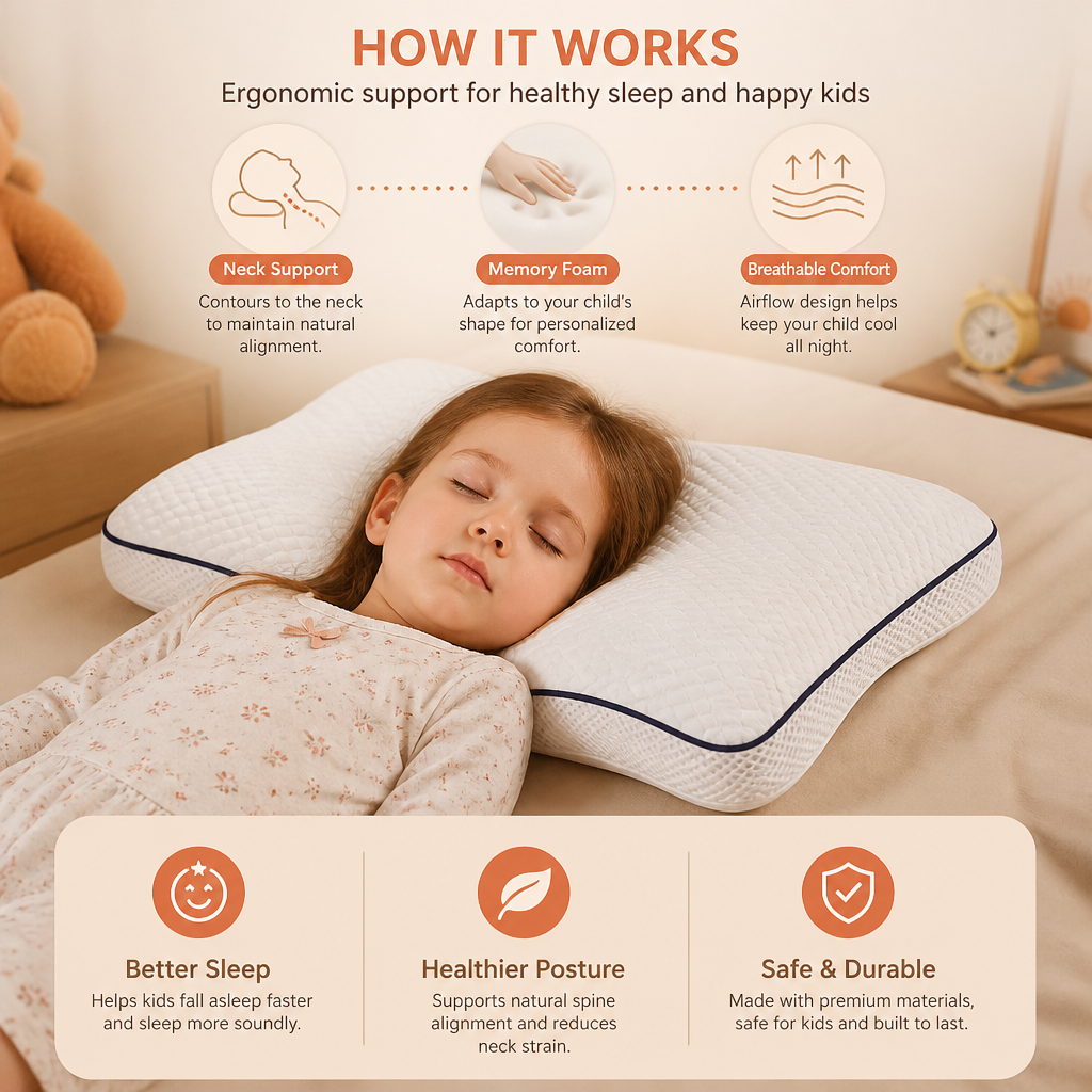 Ergonomic Neck Support Memory Foam Kids Pillow