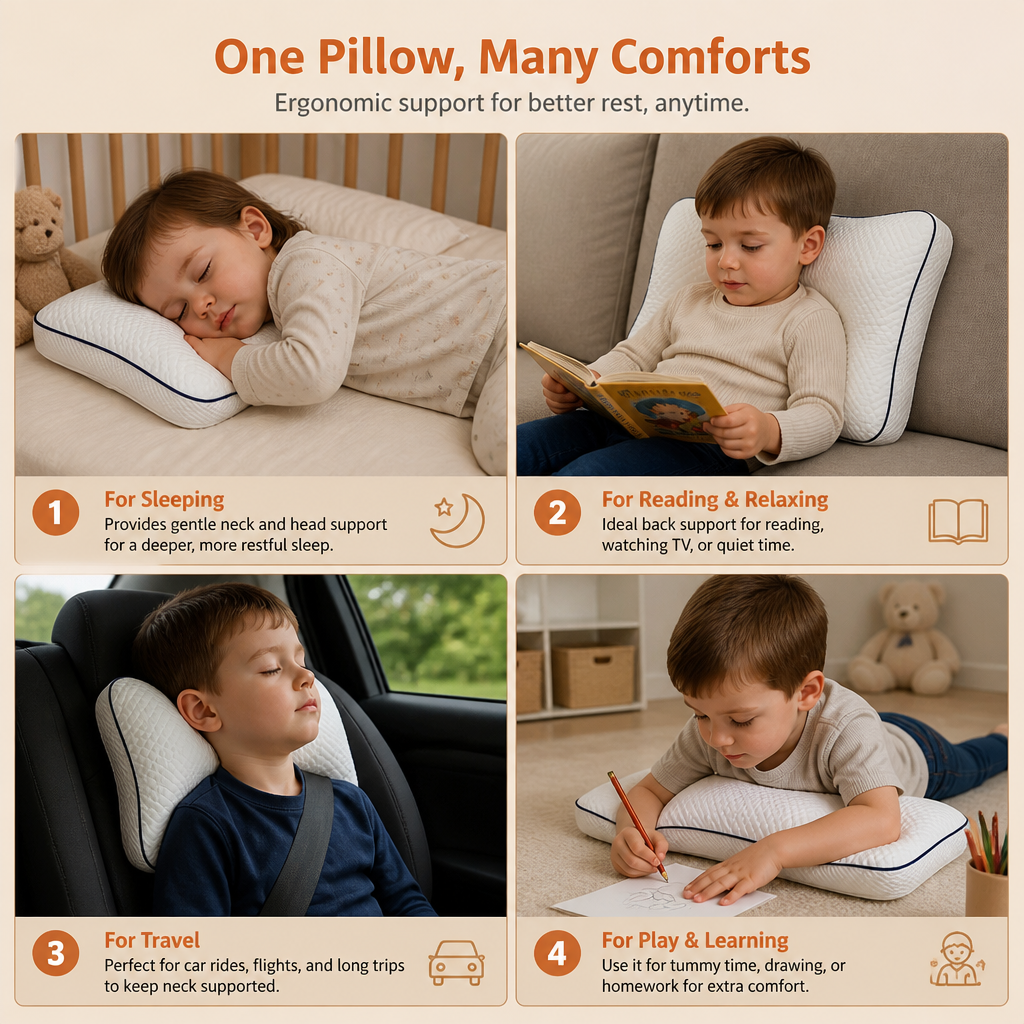 Ergonomic Neck Support Memory Foam Kids Pillow