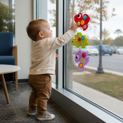 Dinosaur Suction Cup Spinner Toy for Babies & Toddlers Set of 3