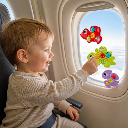 Dinosaur Suction Cup Spinner Toy for Babies & Toddlers Set of 3
