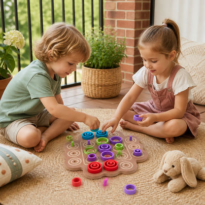 Early Educational 3-Level Wooden Tic-Tac-Toe Strategy Game