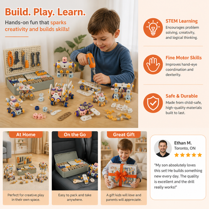 Kids’ DIY Tool Kit with Electric Drill – STEM Building Playset