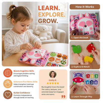 Montessori Touch & Feel Sensory Busy Book for Toddlers