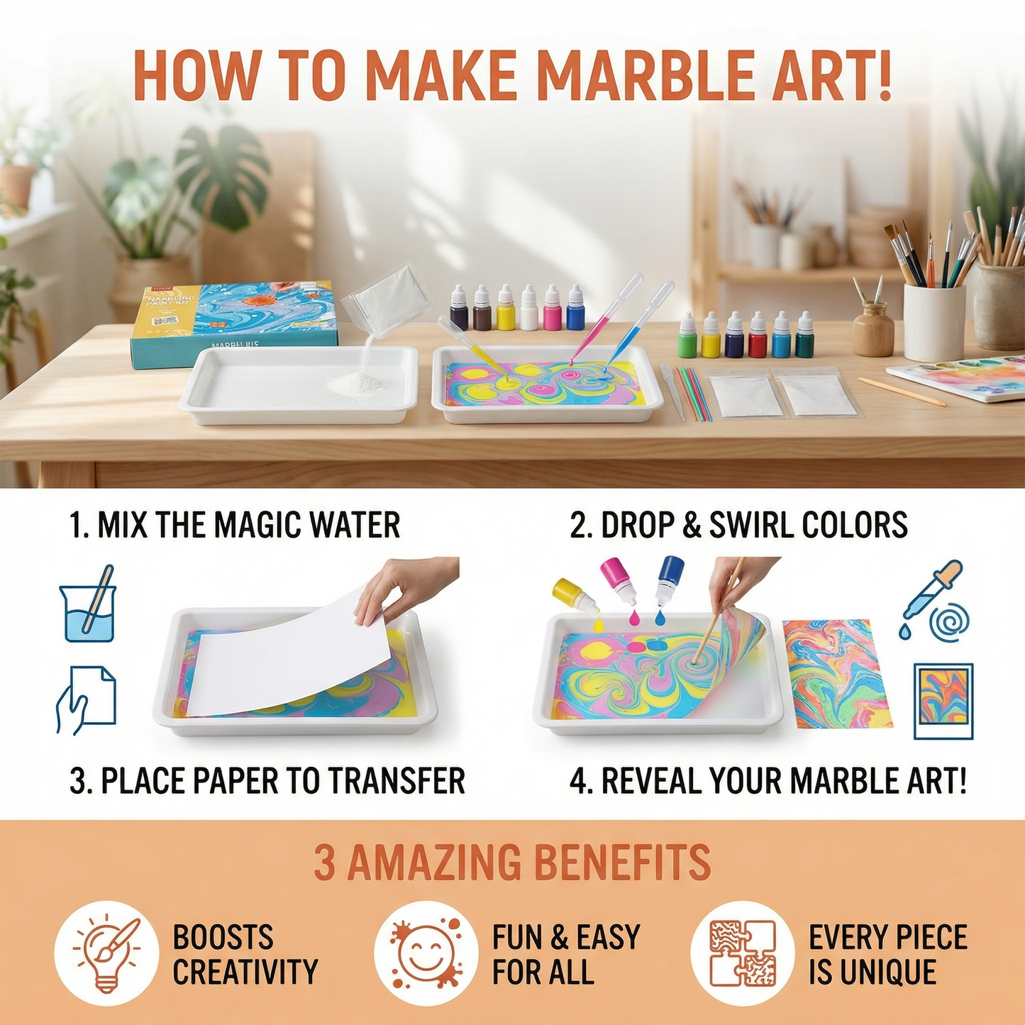 Creative Marble Watercolor Painting Play Set