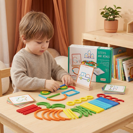 Educational Montessori Sticks and Rings Puzzle Blocks