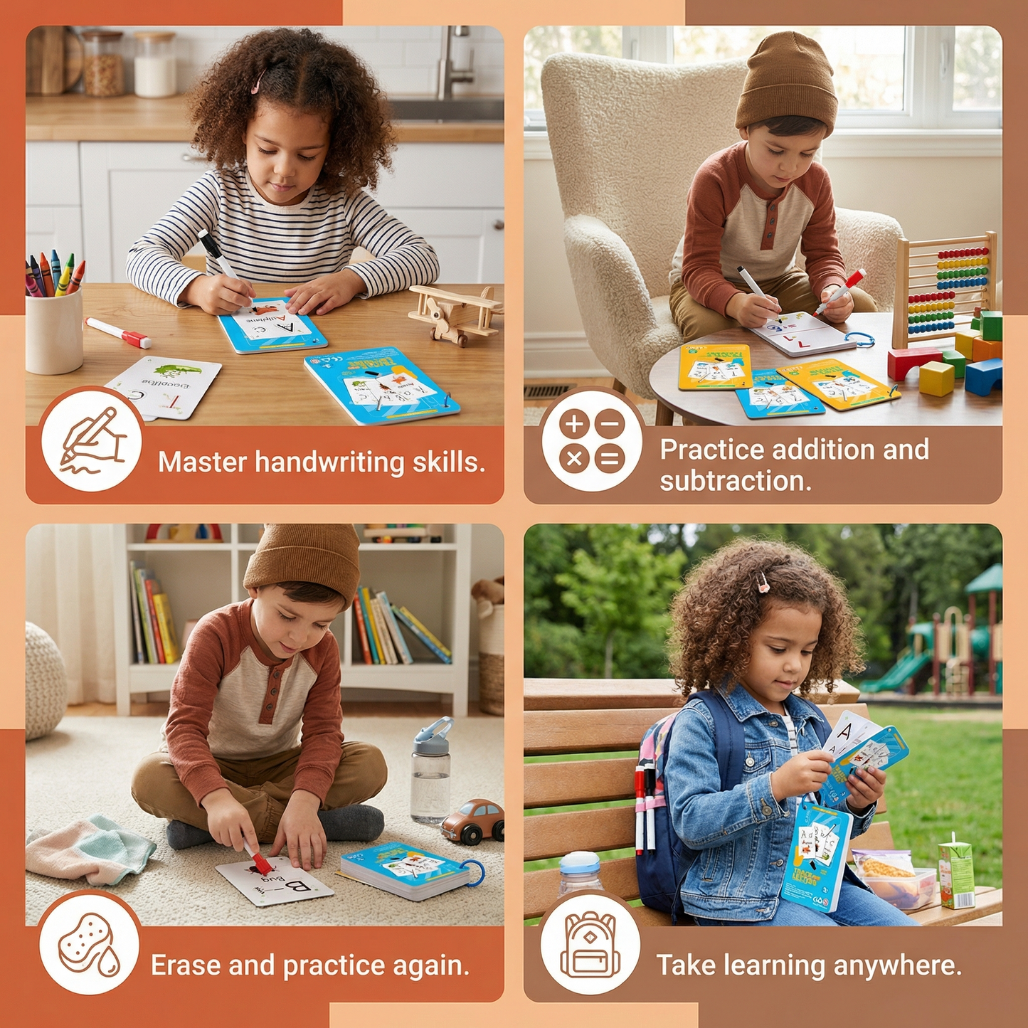 Reusable Numbers and Letters Training Book for Kids
