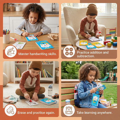 Reusable Numbers and Letters Training Book for Kids