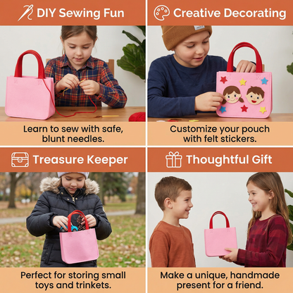 Safe Felt Pouch Set for DIY Sewing
