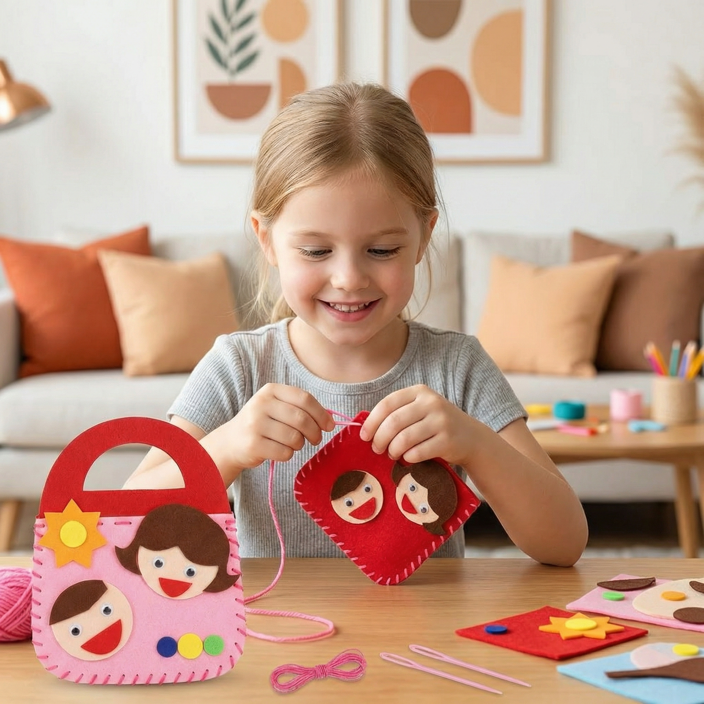 Safe Felt Pouch Set for DIY Sewing
