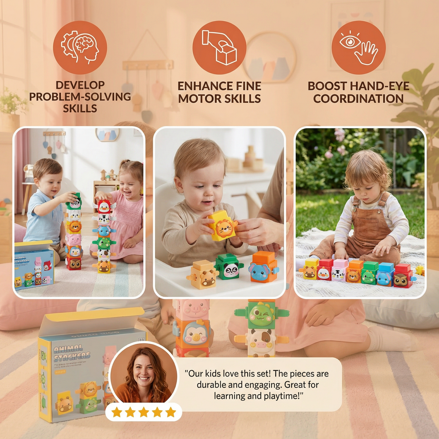 Educational Montessori Animal Stacking Set Building Toy