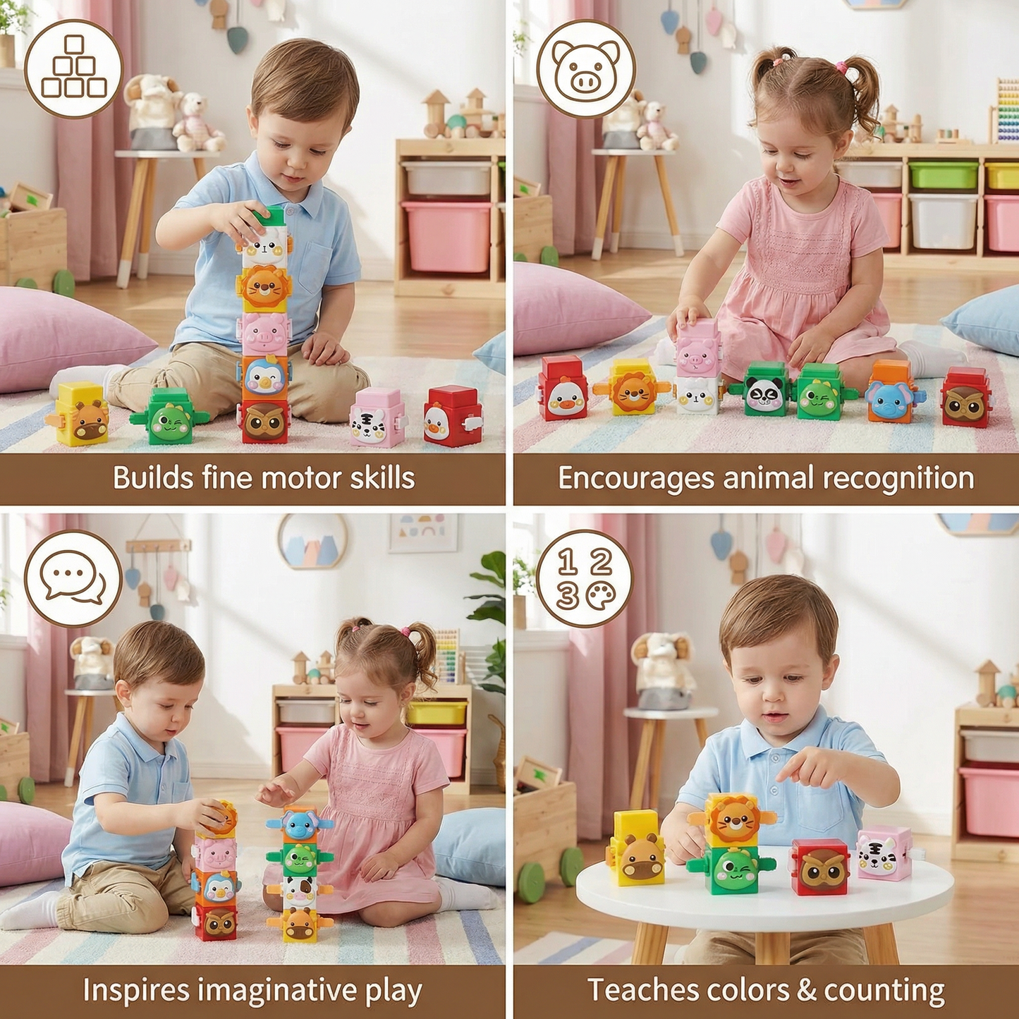 Educational Montessori Animal Stacking Set Building Toy