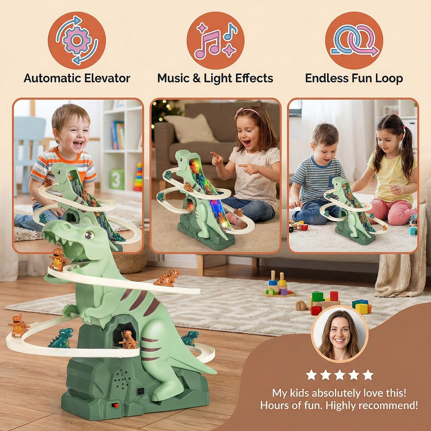 Dinosaur Slide Roller Coaster Fun