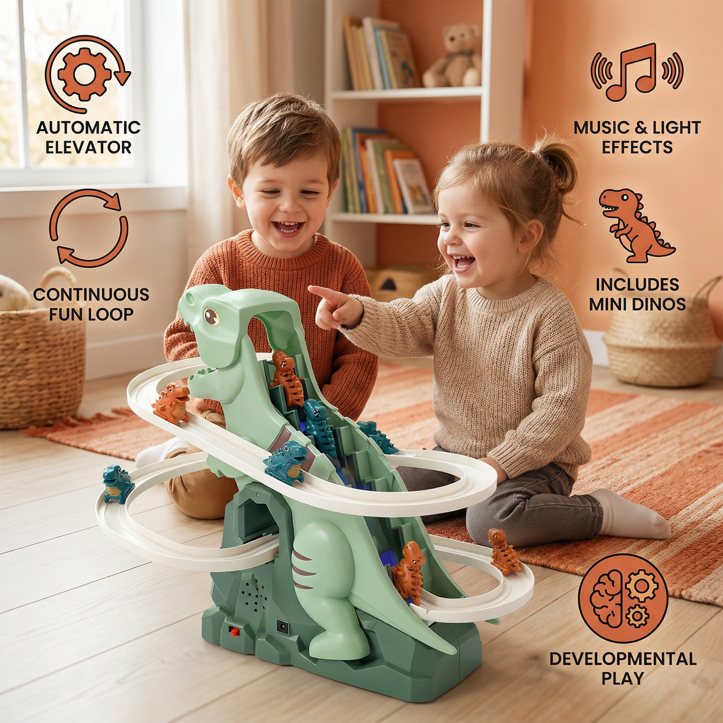 Dinosaur Slide Roller Coaster Fun