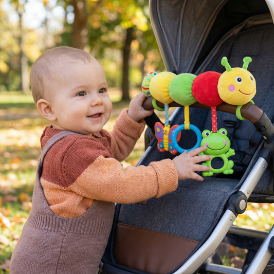 3-in-1 Caterpillar Rattle Toy for Home and On-the-Go