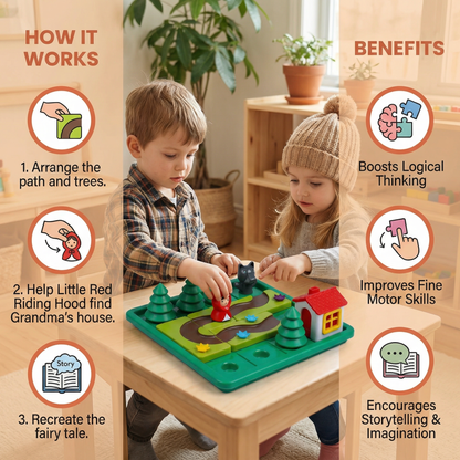 Montessori Little Red Riding Hood Puzzle and Skill Game