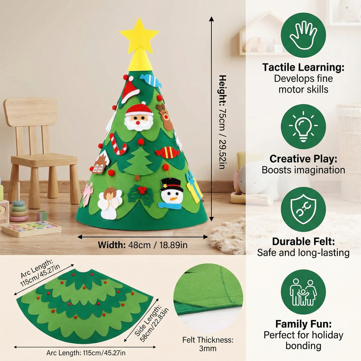 Montessori 3D Felt Christmas Tree