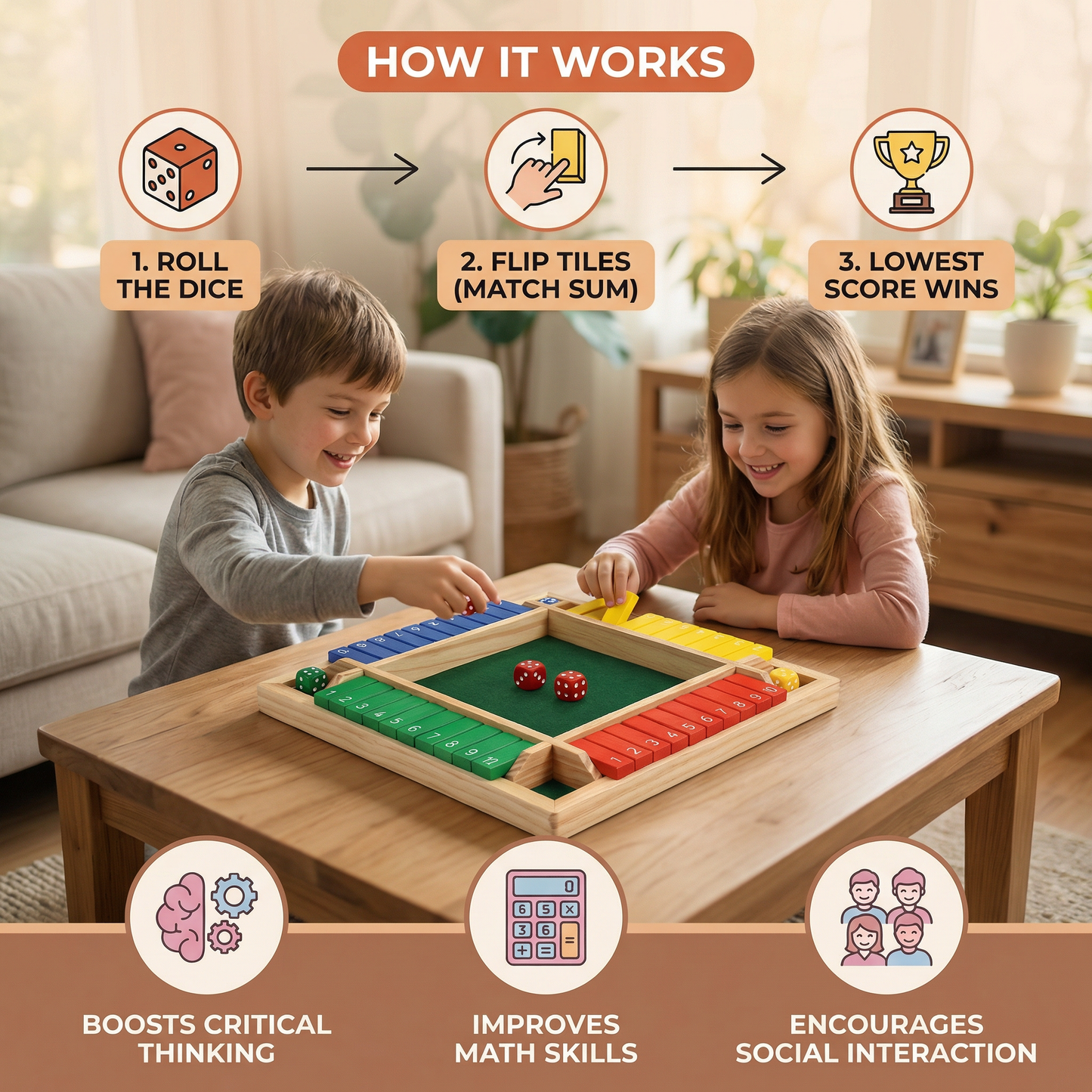 Shut The Box Family Folding Game 4 Player Set