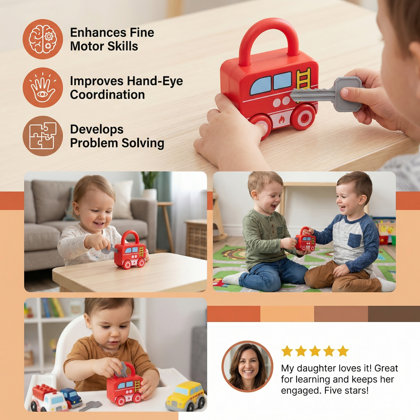 Montessori Key & Lock – Patterns and Colors Toy