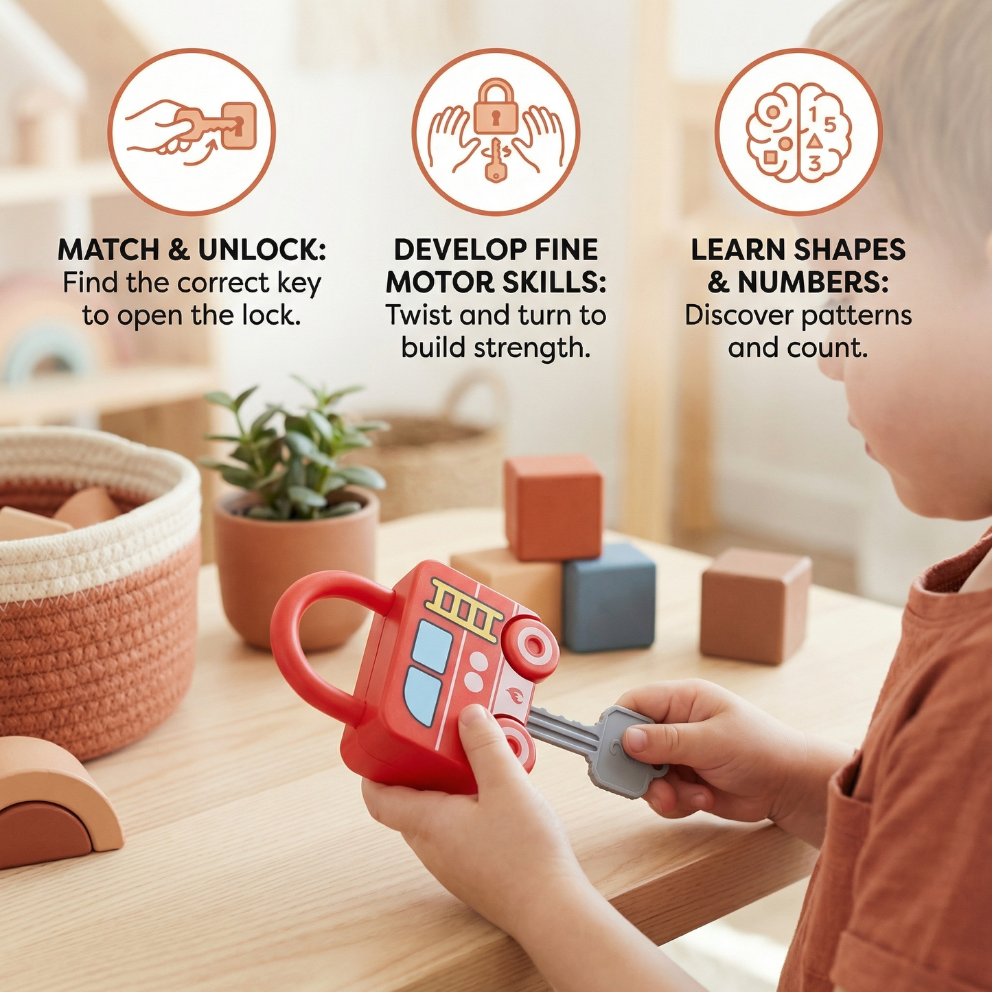 Montessori Key & Lock – Patterns and Colors Toy