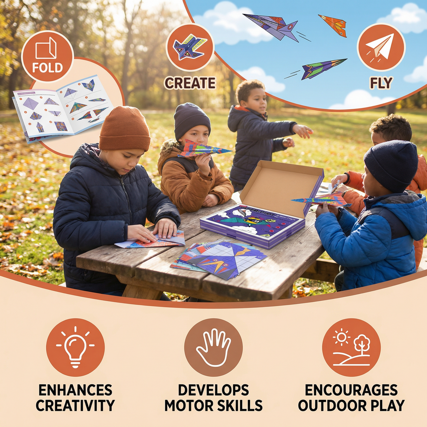 Origami Paper Airplane Building Set with Instructions