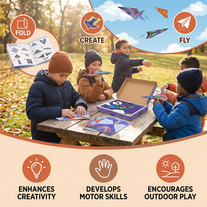 Origami Paper Airplane Building Set with Instructions