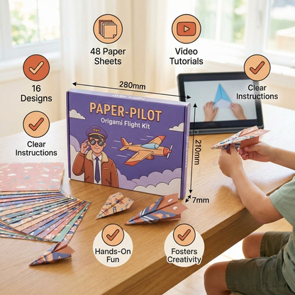 Origami Paper Airplane Building Set with Instructions