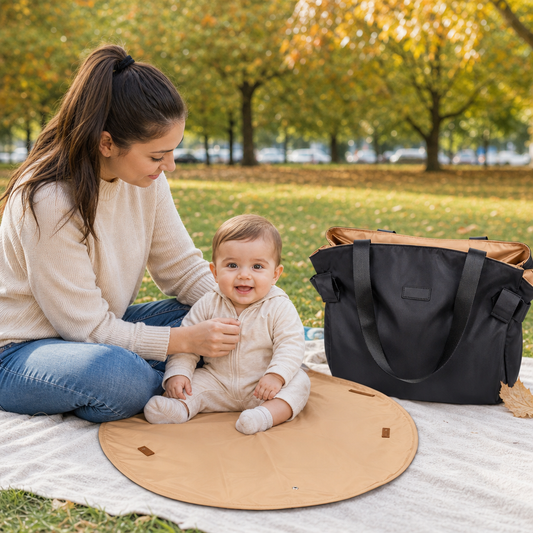 2-in-1 Folding Diaper Bag & Changing Mat – Lightweight & Spacious Travel Tote for Moms