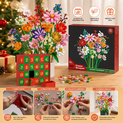 Christmas Building Block Flower Bouquet Advent Calendar