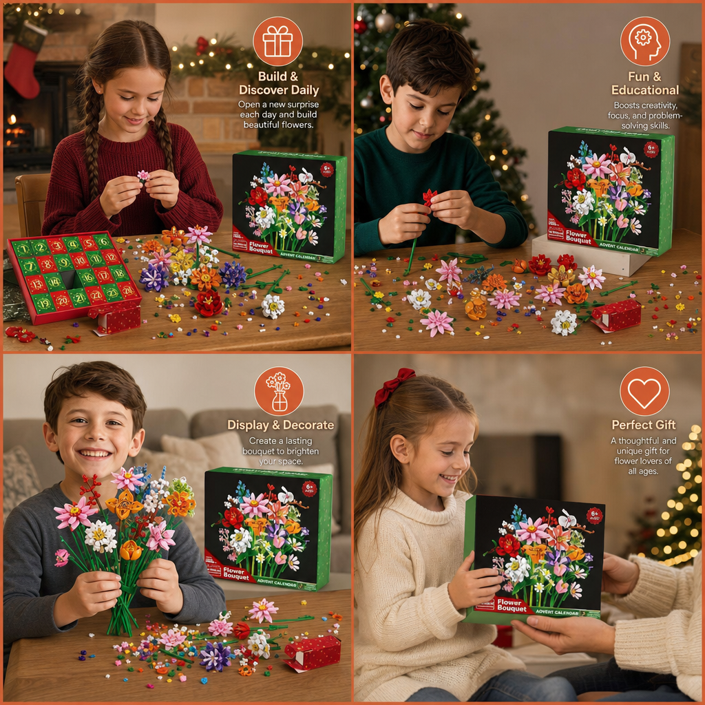 Christmas Building Block Flower Bouquet Advent Calendar