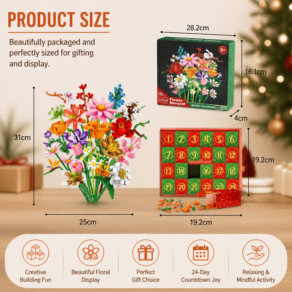 Christmas Building Block Flower Bouquet Advent Calendar
