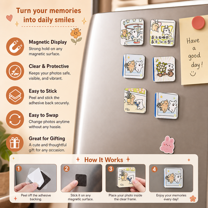 Clear Acrylic Magnetic Photo Frames with Adhesive Backing