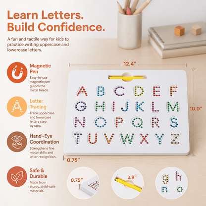 2-in-1 Magnetic Letter Tracing Board for Uppercase & Lowercase Writing Practice