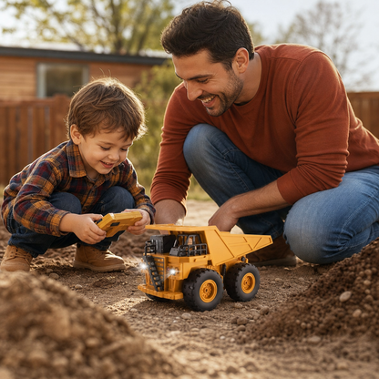 Remote-Controlled Dump Truck with Lights – Construction Vehicle Toy