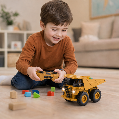 Remote-Controlled Dump Truck with Lights – Construction Vehicle Toy
