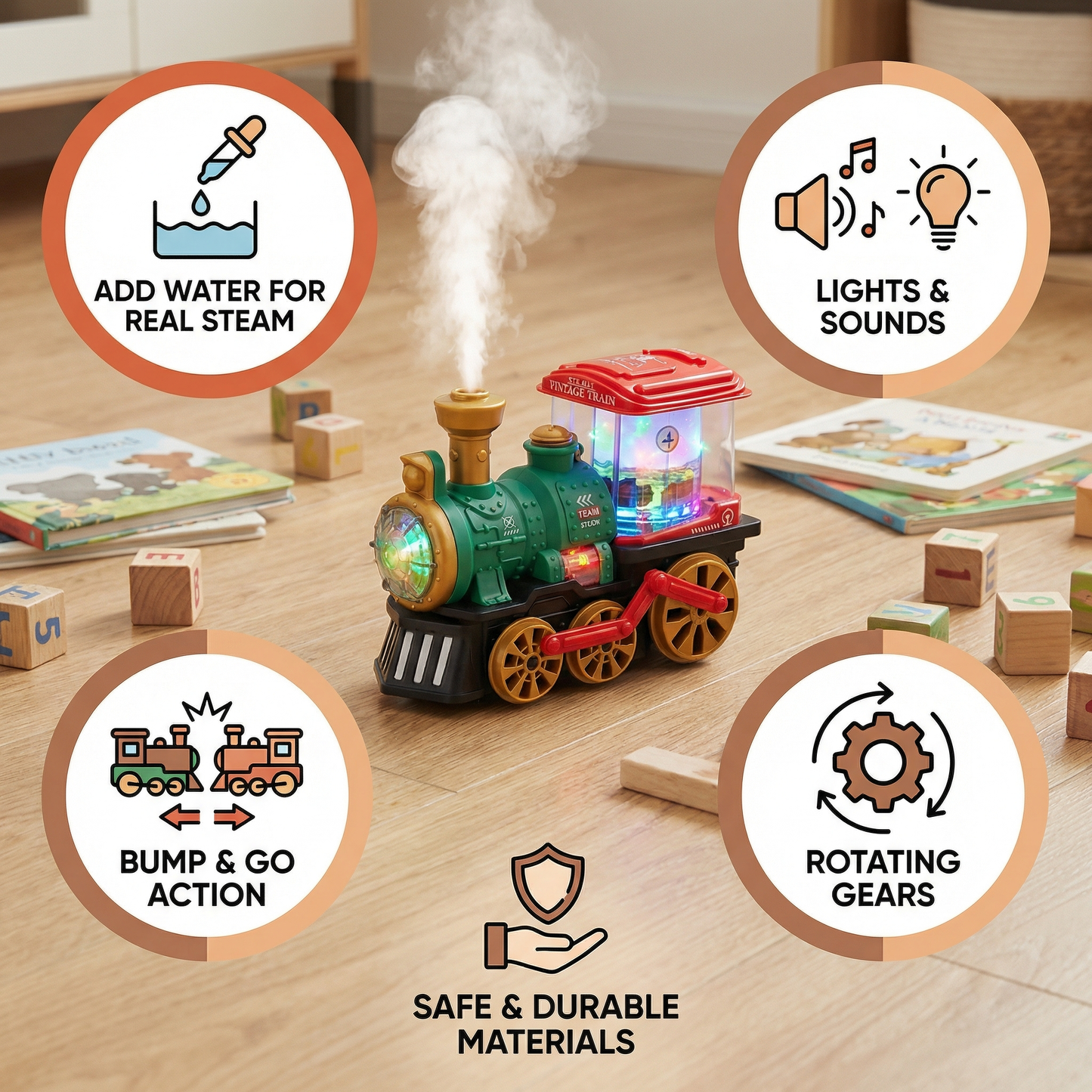 Smart Children's Steam Locomotive with Real Steam
