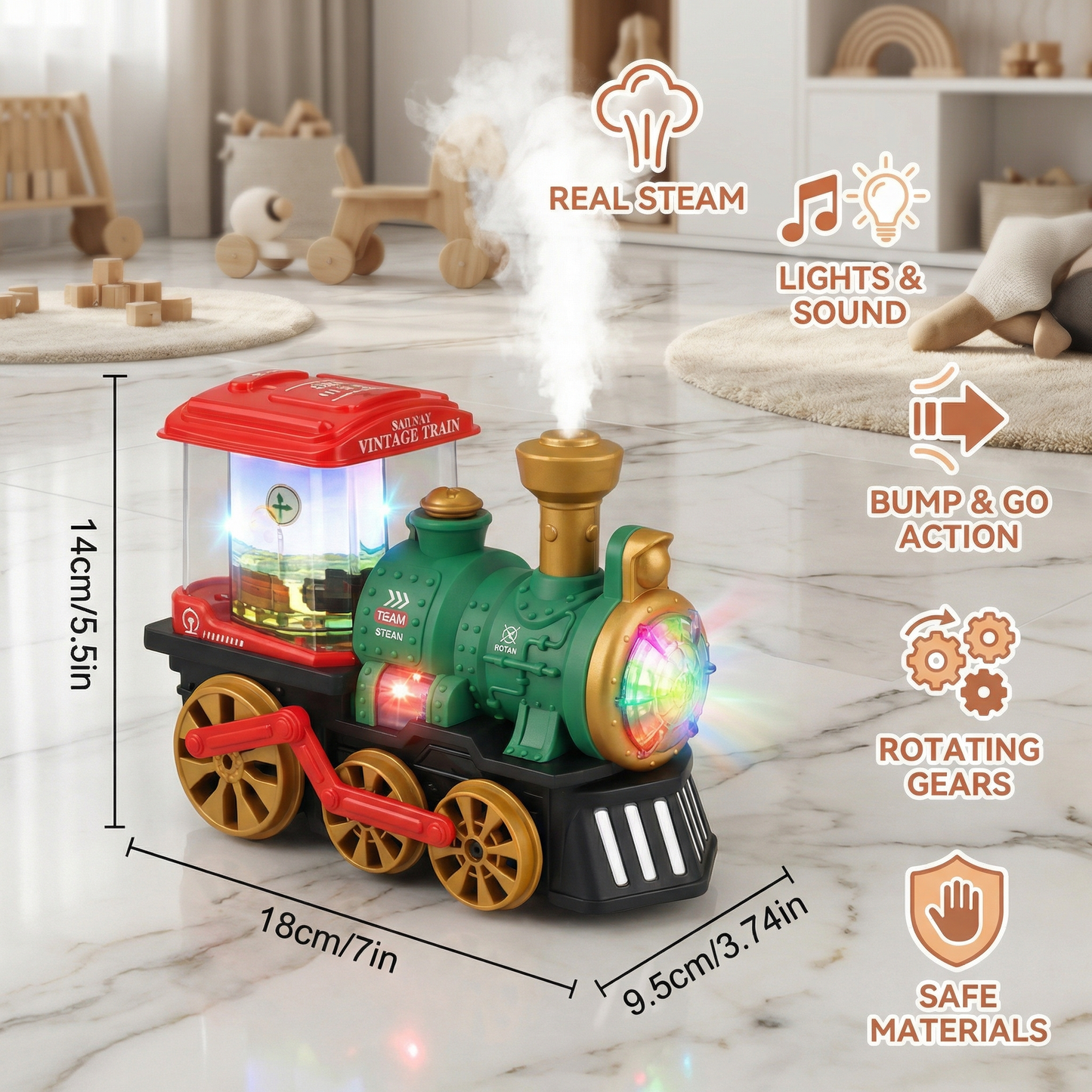 Smart Children's Steam Locomotive with Real Steam