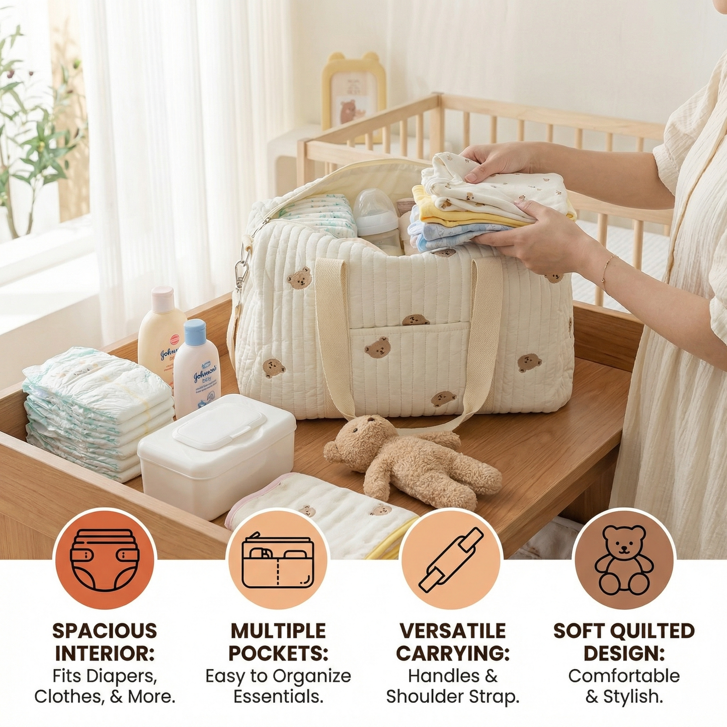 Large Mommy Baby Bag - Space for Everything Moms Need!