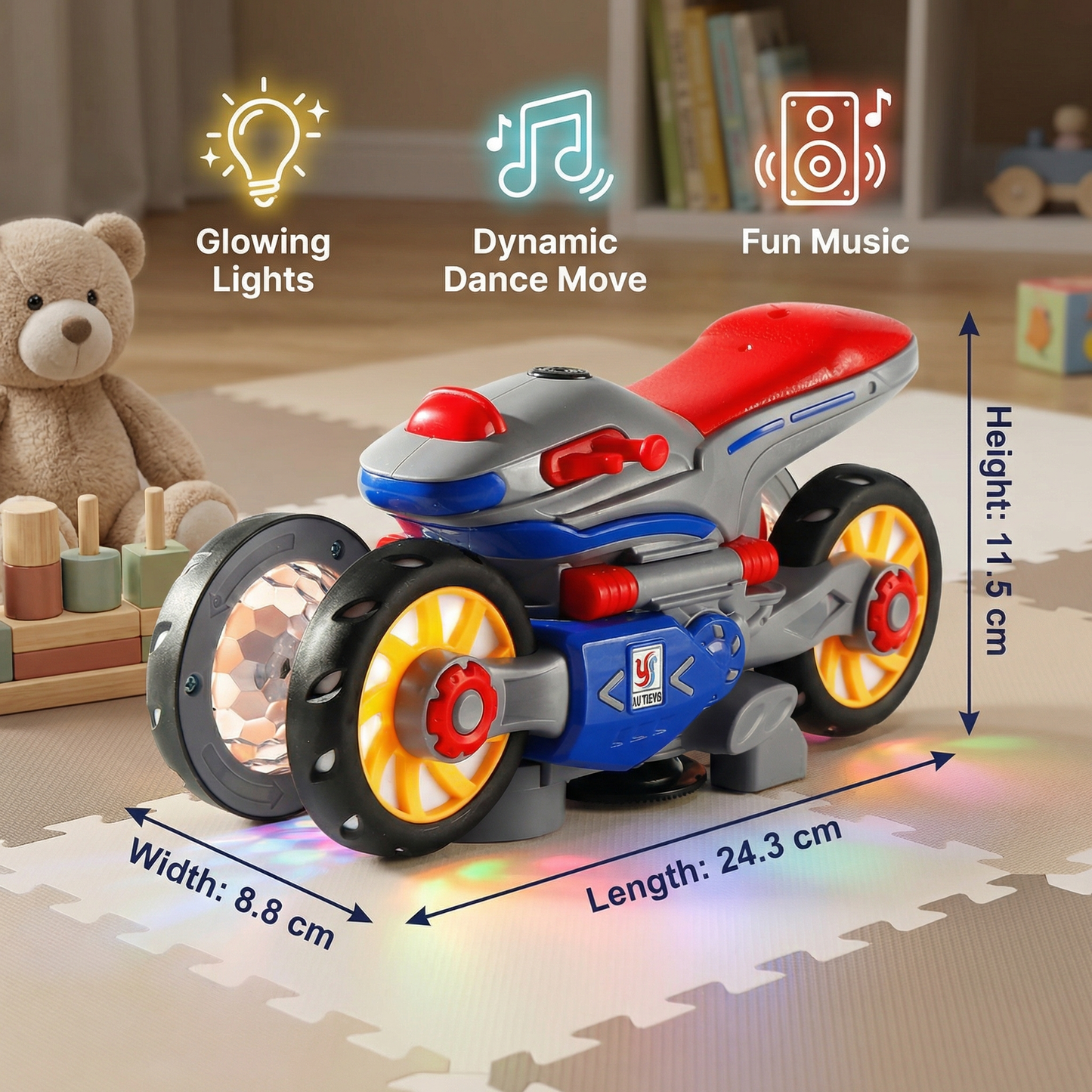 Glowing and Dancing Music Motorcycle