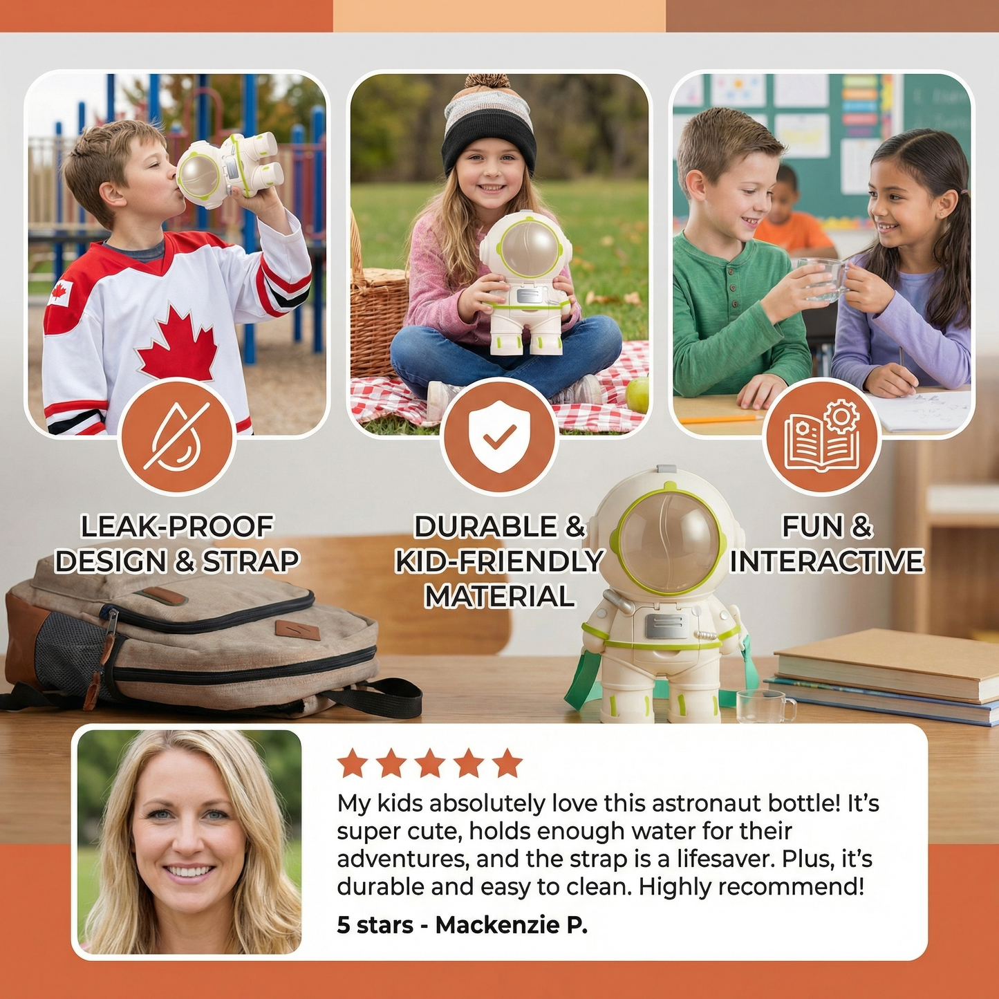 Astronaut Water Bottle for Kids