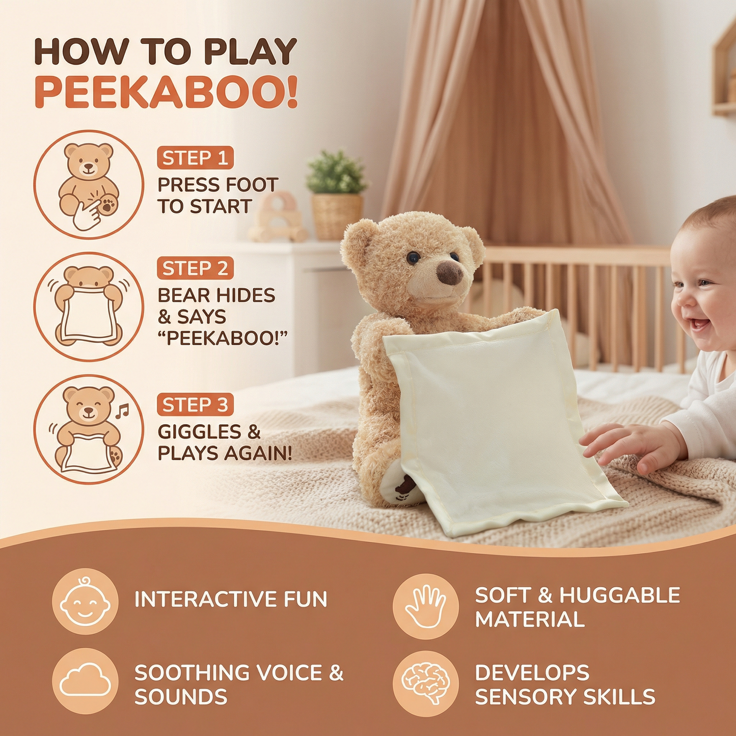 Peekaboo Bear – Interactive Plush Toy