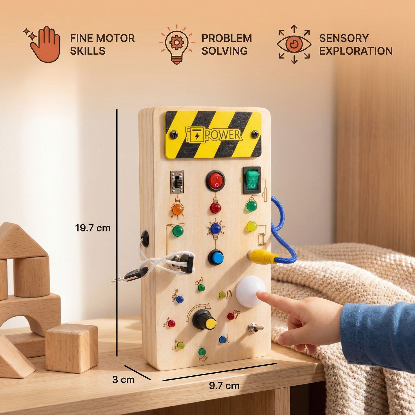 Montessori Activity Board Made of Wood