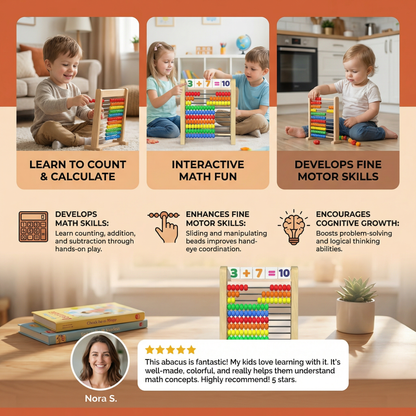 Wooden Abacus for Learning to Count and Calculate