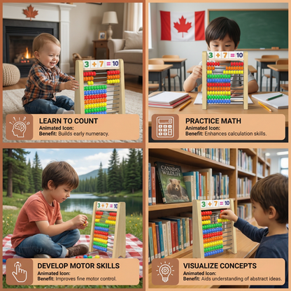 Wooden Abacus for Learning to Count and Calculate