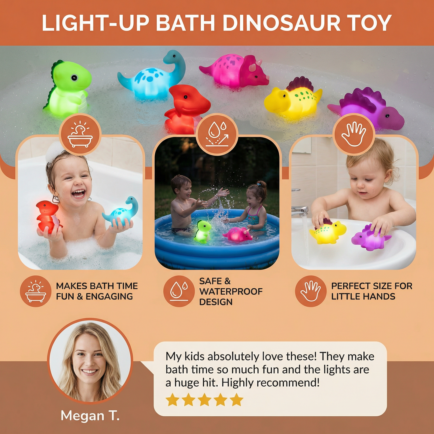 Light-up bath dinosaur toy