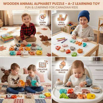 Wooden Animal Alphabet Puzzle – A-Z Learning Toy for Children