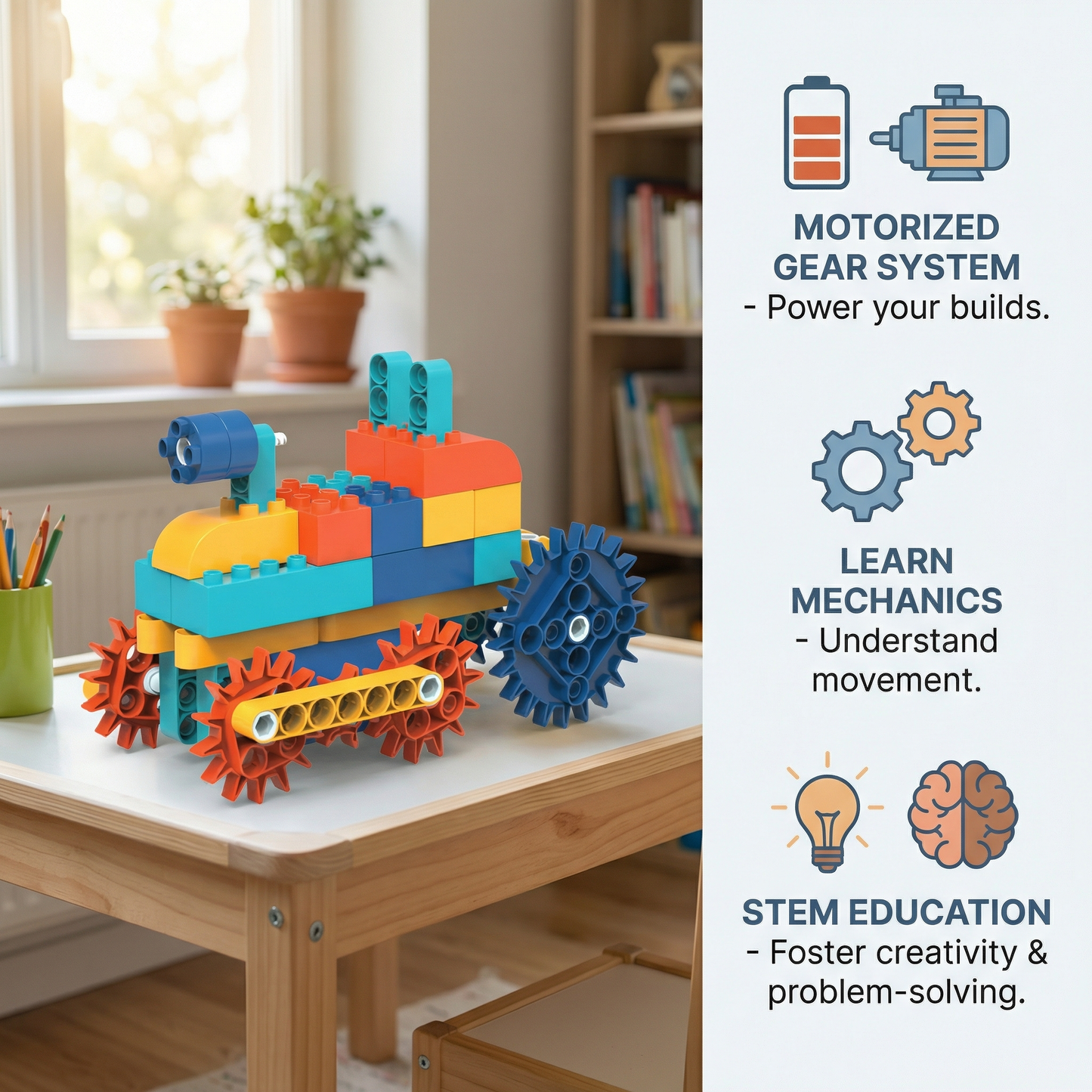 Science and Educational Building Blocks with Motor