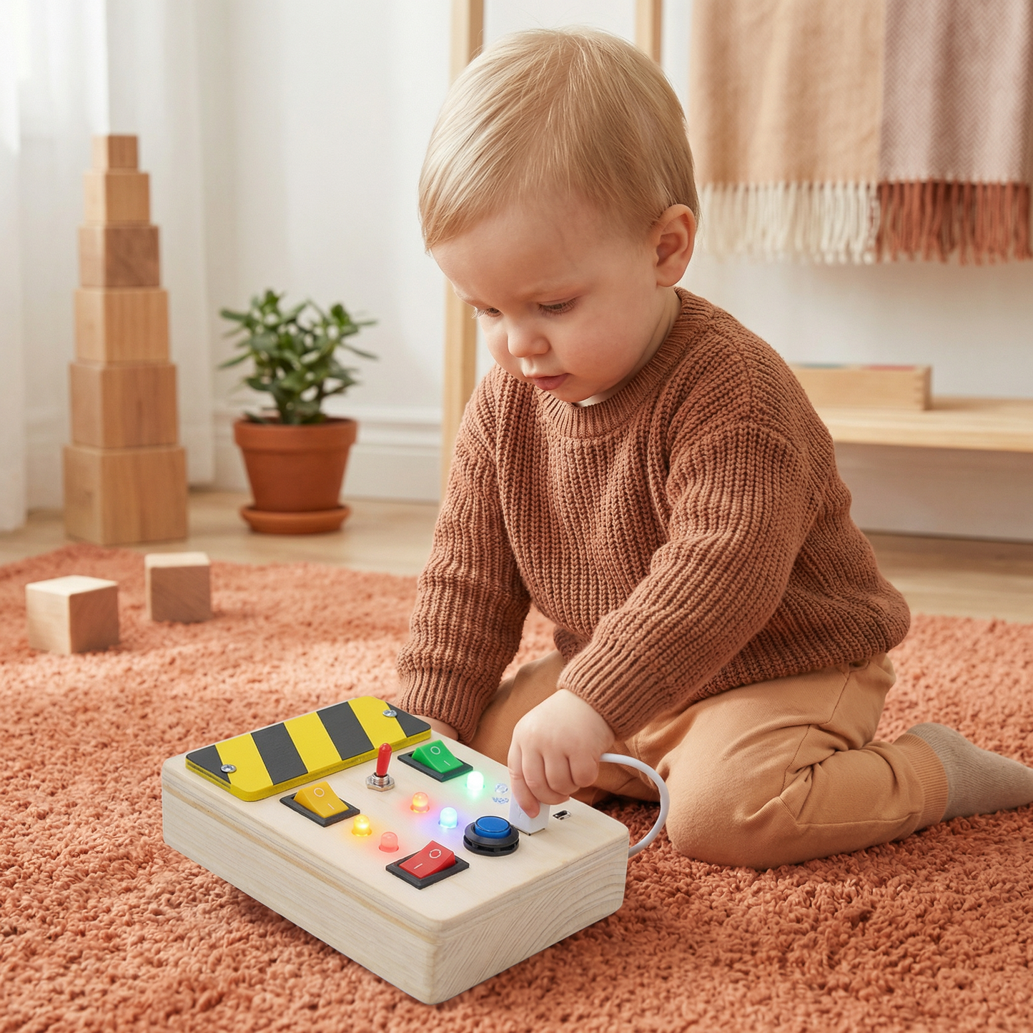 Montessori Activity Board Made of Wood