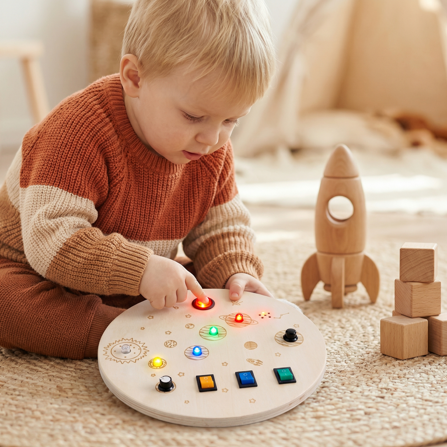 Montessori Activity Board Made of Wood