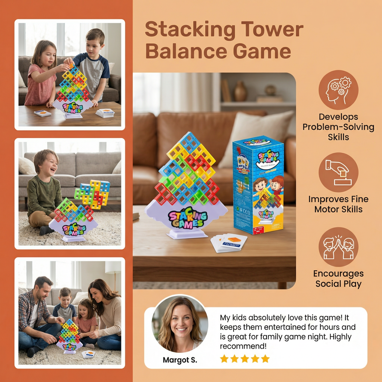 Stacking Tower Balance Game