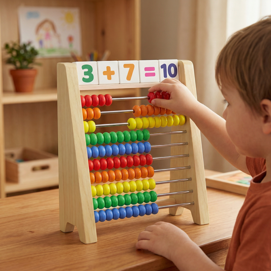 Wooden Abacus for Learning to Count and Calculate